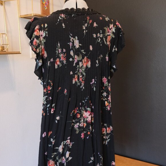 JADE by Johnny Was Pintuck crochet trim floral swing dress - Picture 5 of 7